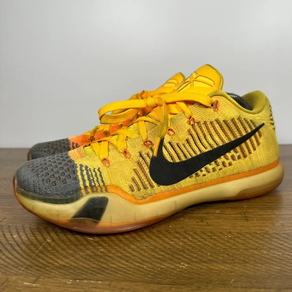 Nike Kobe 10 Elite Rivalry Low Men 10 Yellow Orange Chester Basketball Shoe 2015